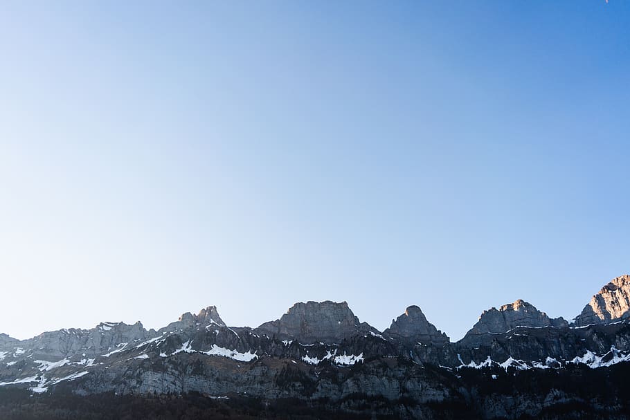 mountains covered with snow, sky, cold temperature, mountain range HD wallpaper