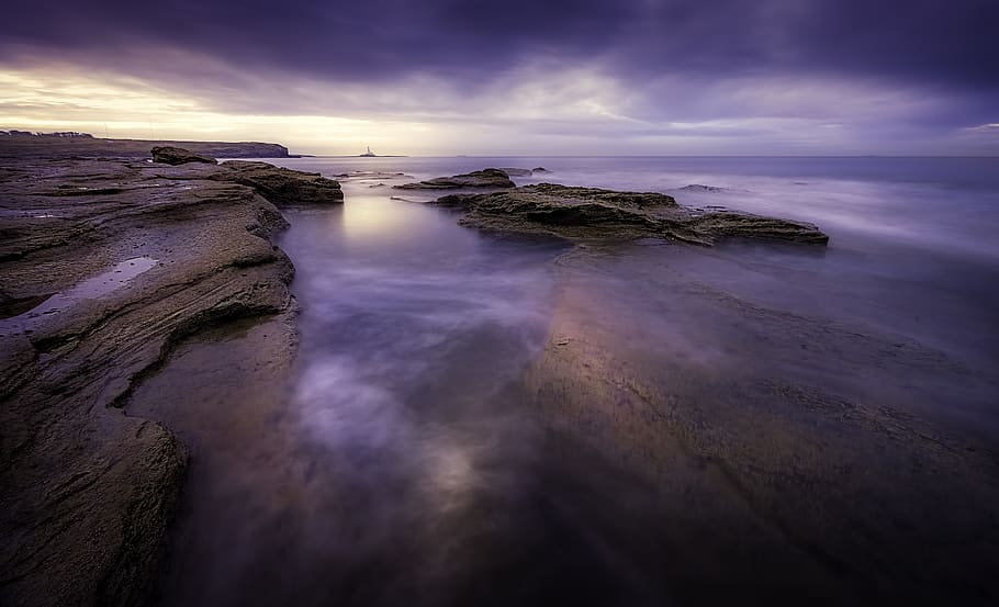 Panoramic Photography of Body of Water Near Rock Formation, beach HD wallpaper