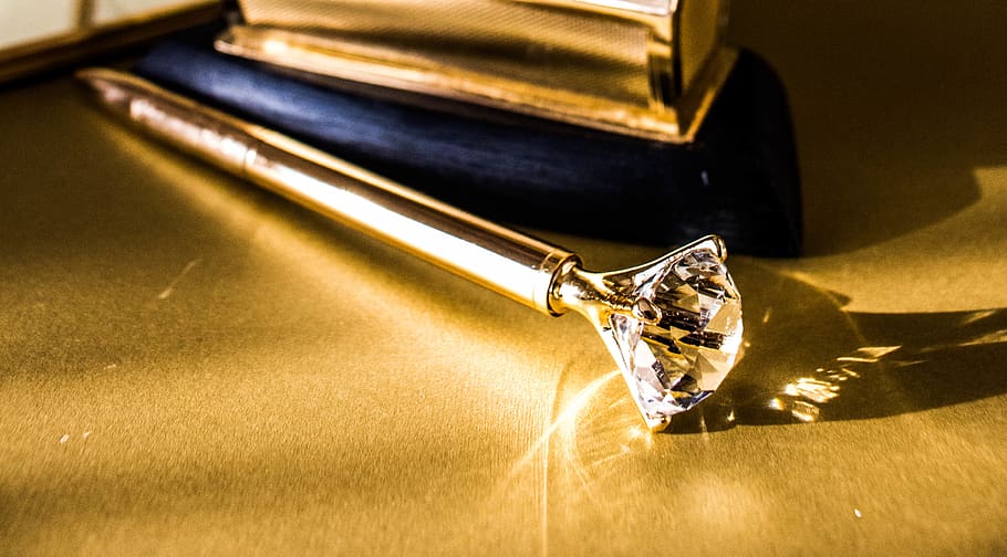stationery, work, desk, pen, gold, gold colored, wealth, luxury HD wallpaper
