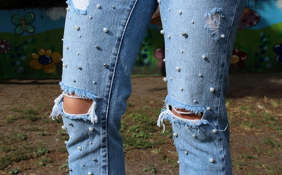 jeans, pants, clothes, material, clothing, web, blue, model HD wallpaper