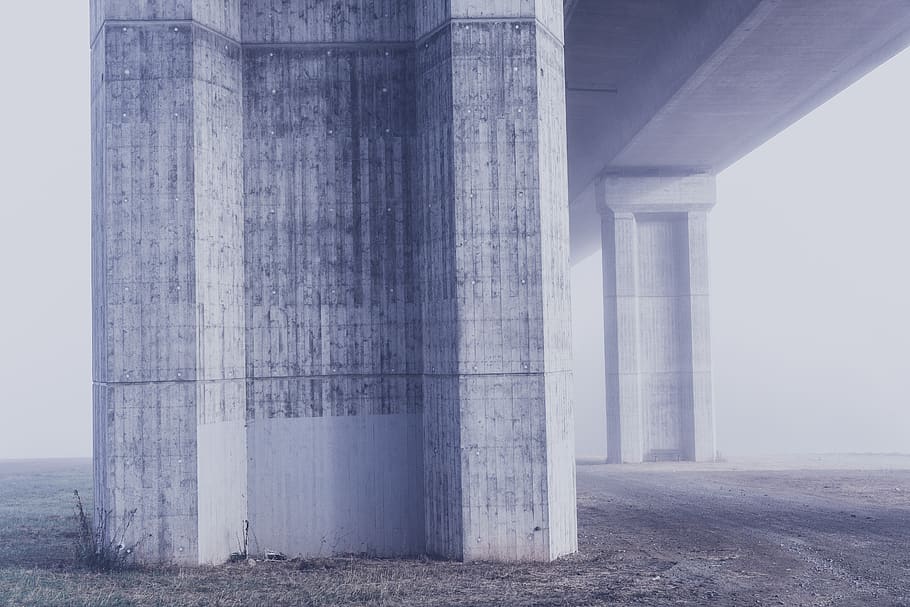 Grey White Concrete Structure, architecture, art, asphalt, bridge HD wallpaper