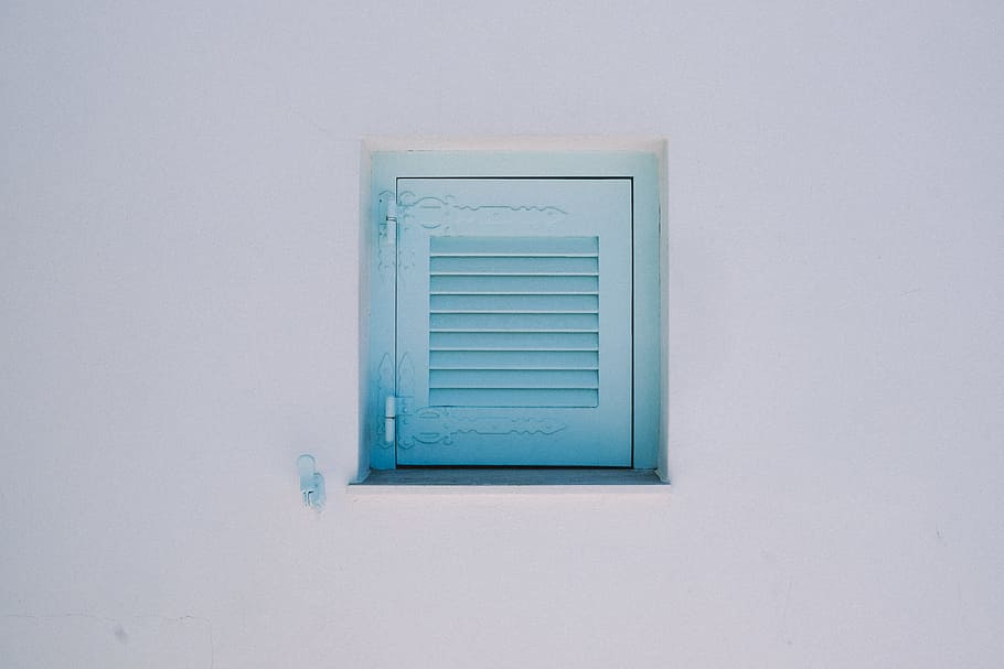 closed window, wall, gradient, tiny, minimalism, blue, design HD wallpaper