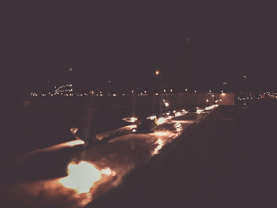 dark, night time, lights, christmas lights, dinner, romance HD wallpaper
