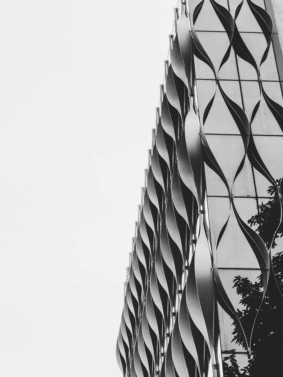 architecture, building, urban, patterns, bnw, black and white HD wallpaper