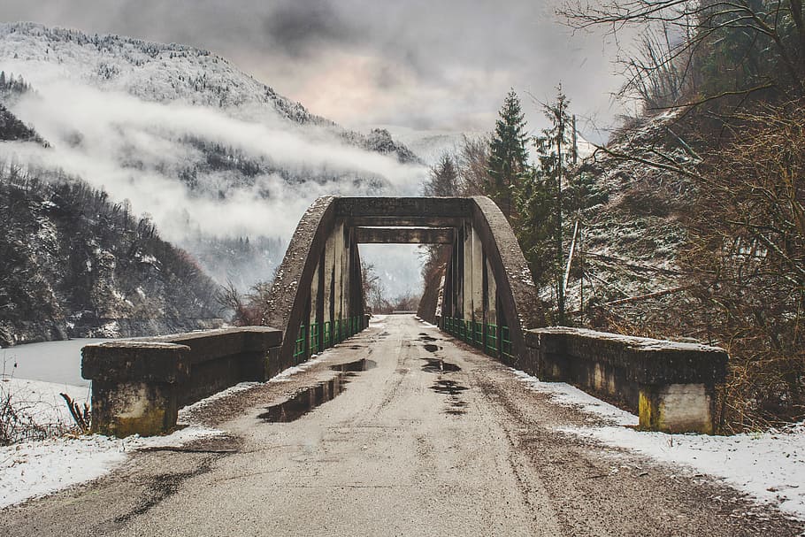 architecture, infrastructure, bridge, snow, winter, cold, weather HD wallpaper