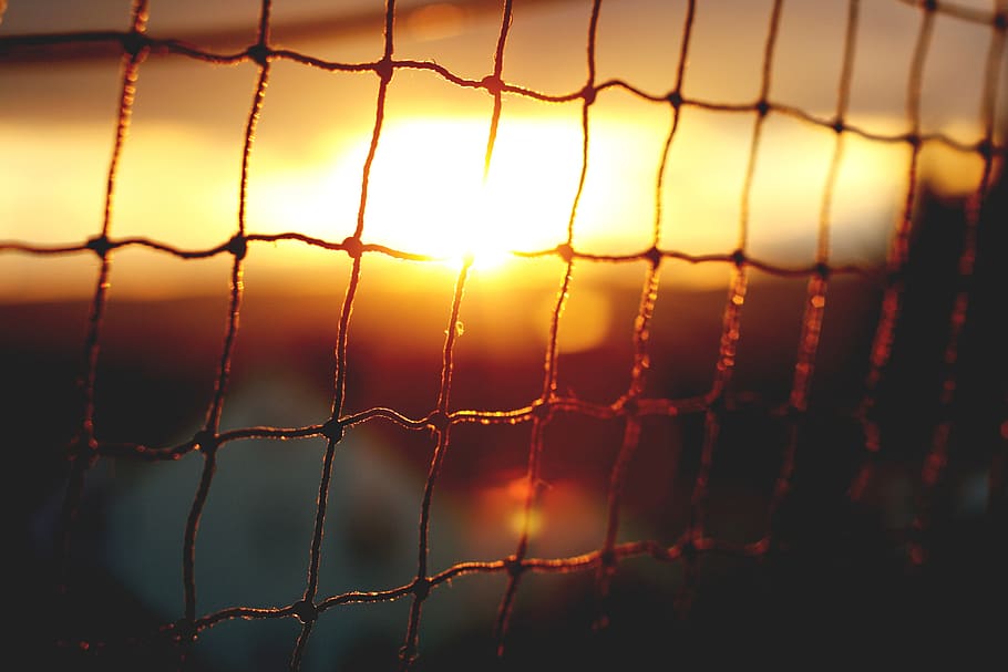nature, sunset, light, atmospheric, evening, mood, sport, net - sports equipment HD wallpaper