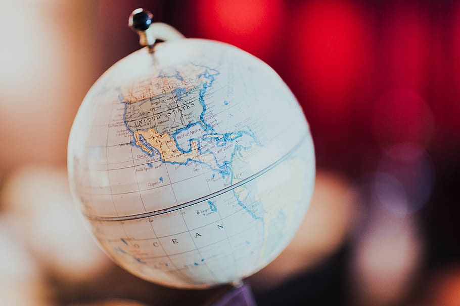 white desk globe, globe - man made object, sphere, planet earth HD wallpaper