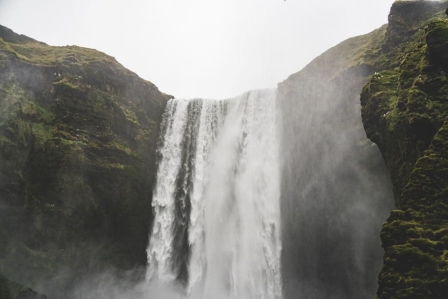 Angel falls, water, nature, outdoors, river, waterfall, iceland HD wallpaper