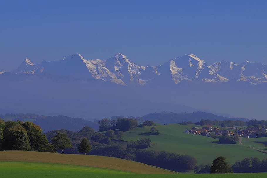bernese alps, eiger, monk, virgin, switzerland, mountains, landscape HD wallpaper