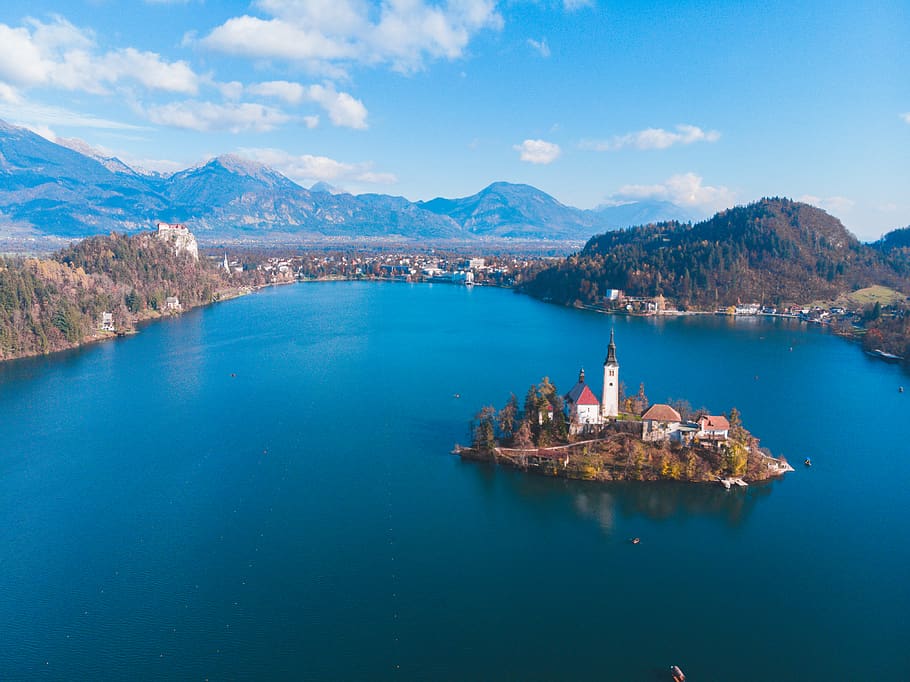islet with house beside mountain, water, sea, scenics - nature HD wallpaper