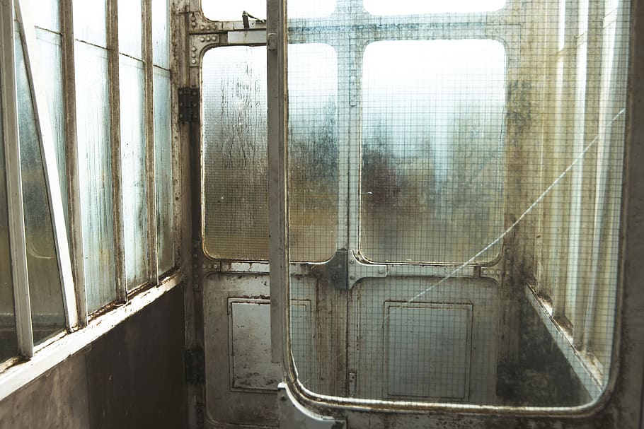 empty small gray room, window, transparent, glass - material HD wallpaper