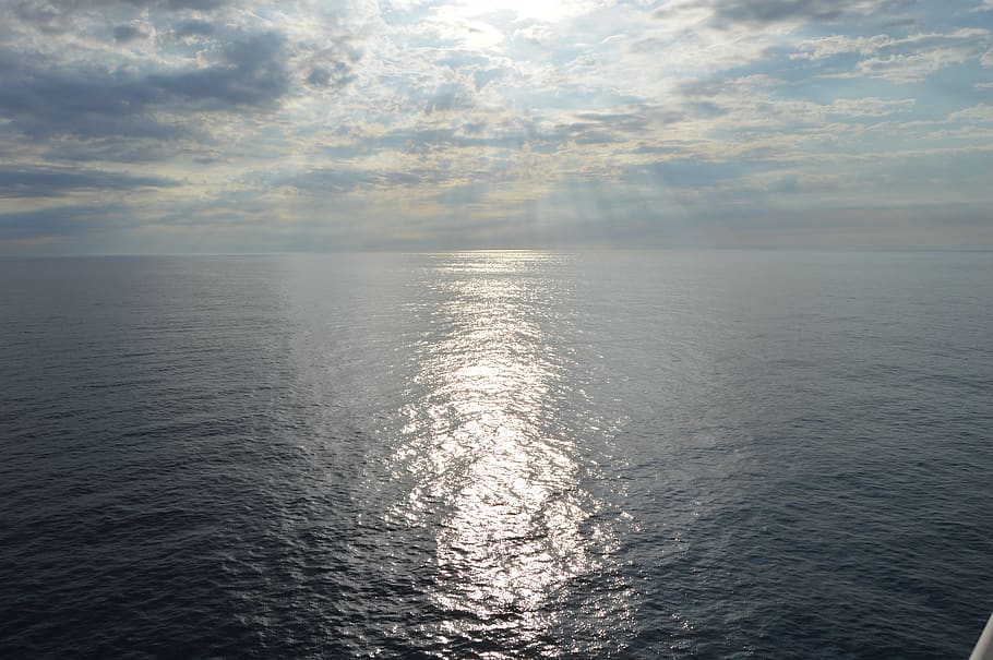 sea, sky, ocean, clouds, summer, vacation, cruise, peaceful HD wallpaper