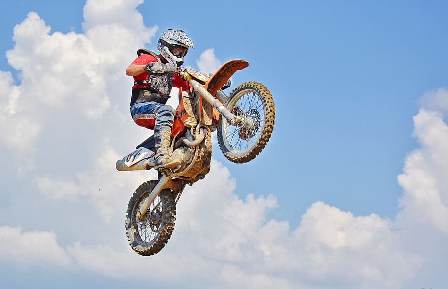 Man On A Motocross Dirt Bike, action, active, adventure, biker HD wallpaper