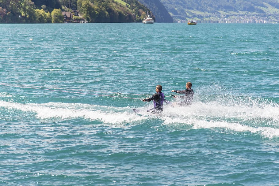 kneeboard, surf, summer, water, fun, lake, sea, waterfront HD wallpaper