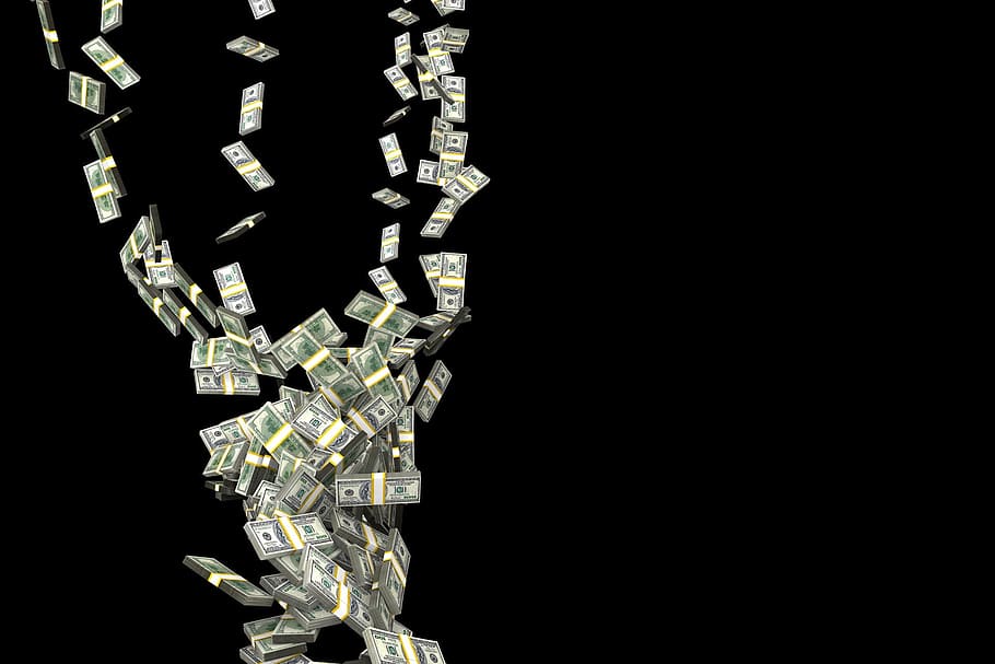 money, currency, dollar, object, paper, business, black background HD wallpaper