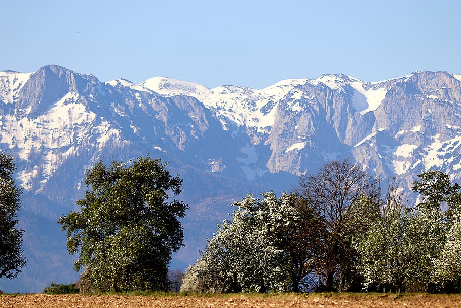 alpine, spring, landscape, mountains, panorama, nature, view HD wallpaper