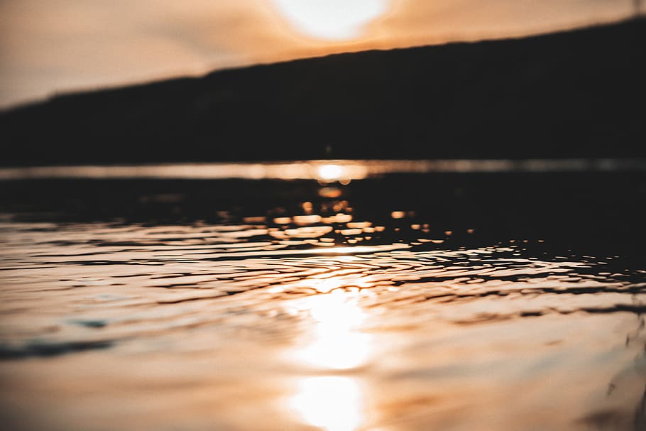 water, sun, sunset, clean, sky, ground, reflection, nature HD wallpaper