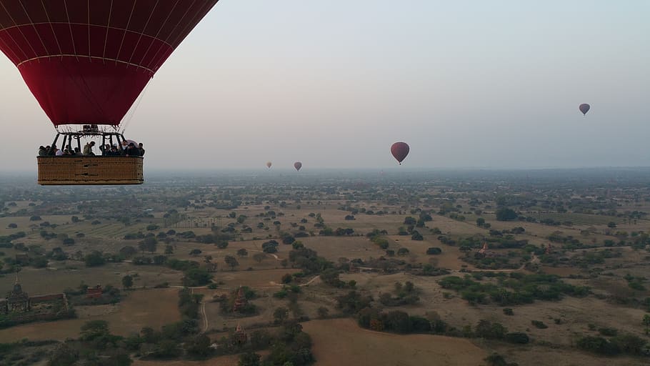 ballooning, human, sky, flying, travel, basket, hot air balloon HD wallpaper