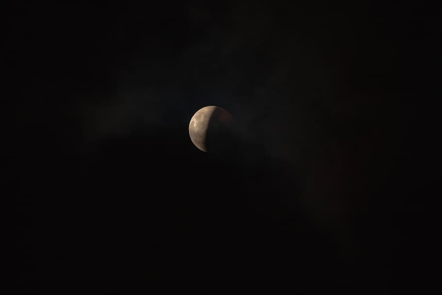 Earth's moon, nature, night, lunar eclipse, outdoors, outer space HD wallpaper
