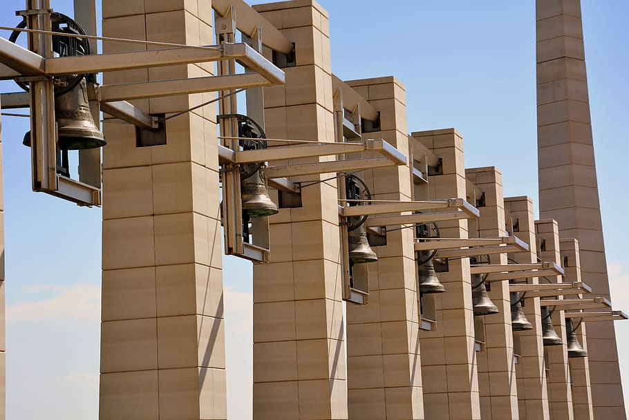 bells, pillars, series, sky, san giovanni rotondo, gargano HD wallpaper