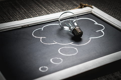 Edison Bulb on Chalk Board, blackboard, chalkboard, communication HD wallpaper