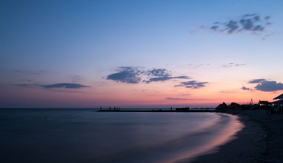sea, pier, beach, sunset, evening, sky, landscape, water, scenics - nature HD wallpaper