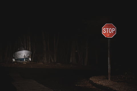 dark, boat, night, stop, communication, sign, road sign, text HD wallpaper