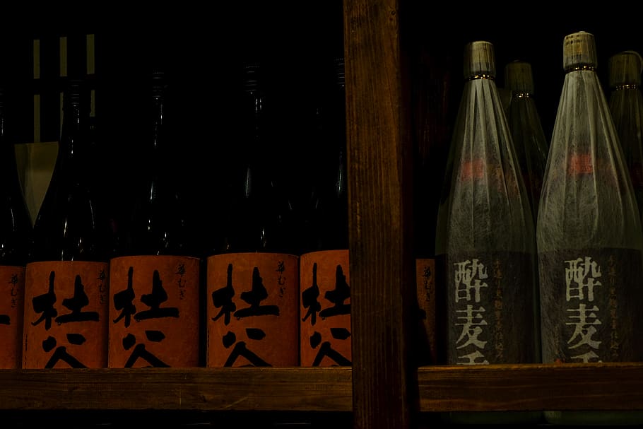 bottle, container, shelf, drink, refreshment, still life, indoors HD wallpaper