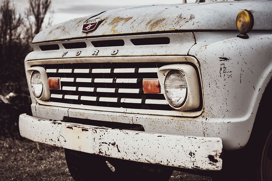 white Ford vehicle, transportation, car, automobile, light, headlight HD wallpaper