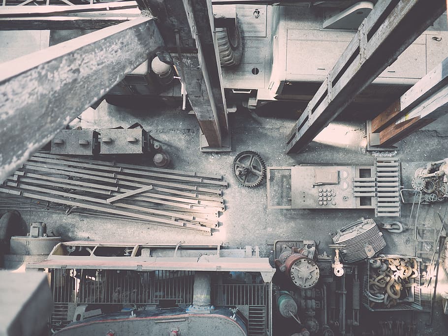 assorted tool grayscale photography, architecture, indoors, metal HD wallpaper