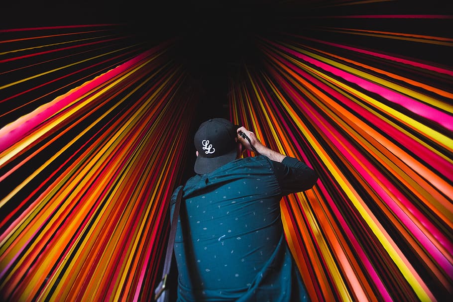 Photographer In Pink Art Photo, Abstract, Camera, Colourful, Creative HD wallpaper