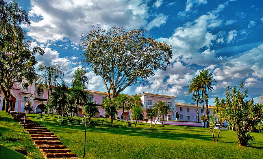 hotel, vacation, sky, plant, tree, cloud - sky, architecture HD wallpaper