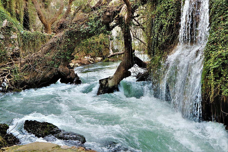 waterfall, river, streaming, forest, nature, antalya, duden, HD wallpaper