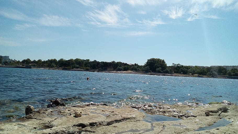 crimea, sea, water, tree, scenics - nature, tranquility, sky HD wallpaper