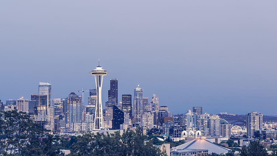 architecture, building, infrastructure, blue, sky, city, skyline HD wallpaper