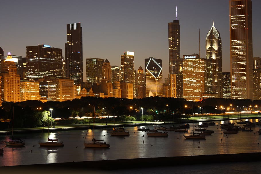 skyline, city, urban, construction, architecture, building HD wallpaper