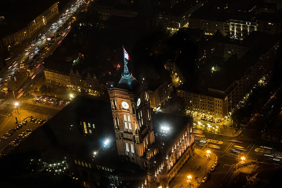 berlin, night, lights, city, capital, tv tower, germany, illuminated HD wallpaper