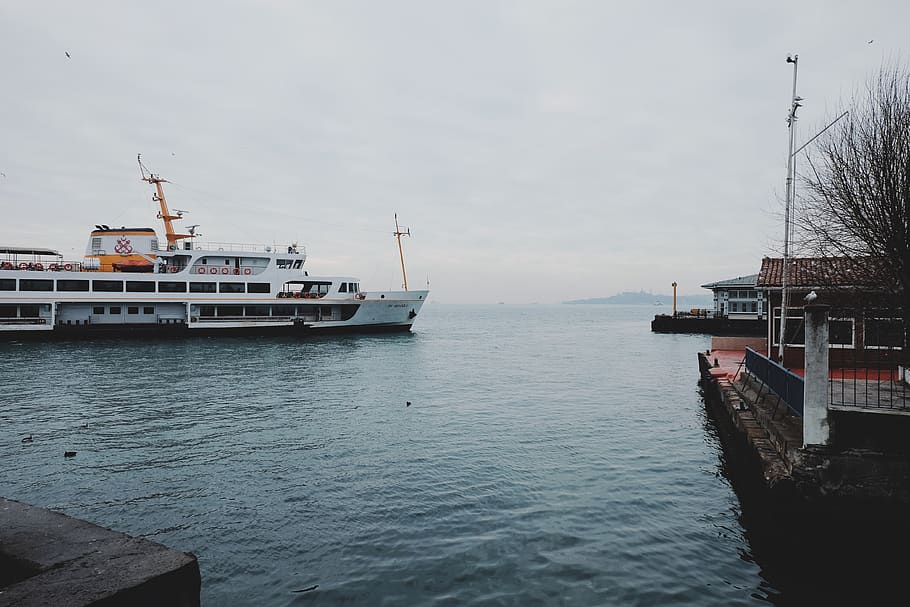 turkey, beşiktaş, seaside, cloudy, clouds, ship, istanbul HD wallpaper