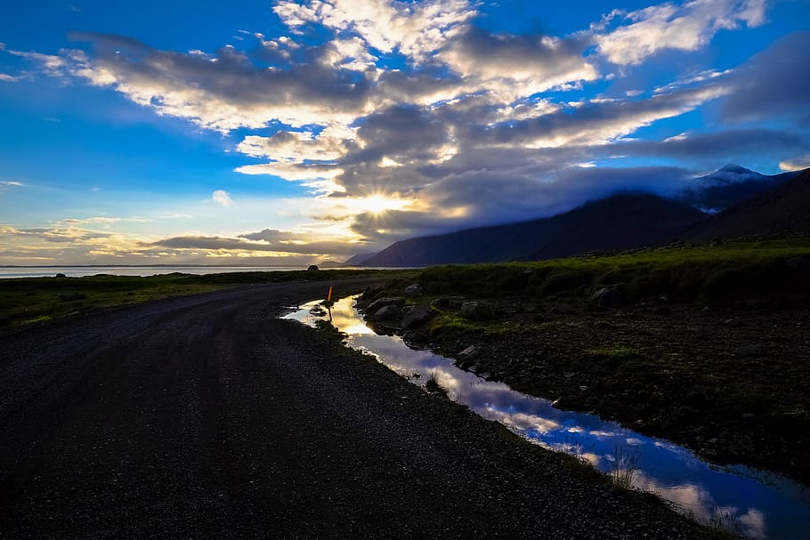 iceland, sky, cloud - sky, scenics - nature, road, beauty in nature HD wallpaper
