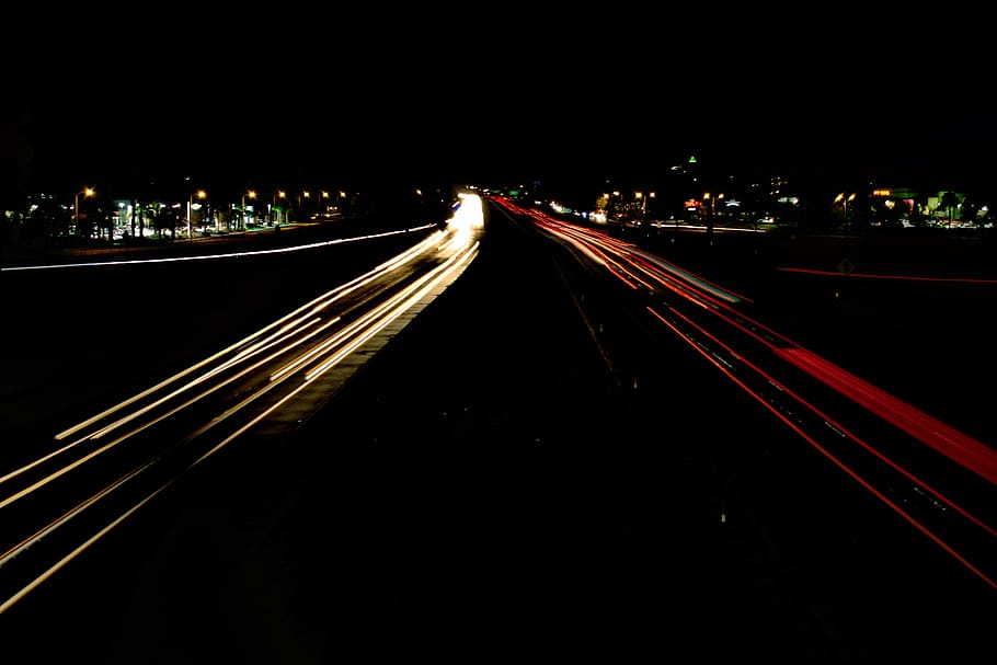 road, highway, asphalt, tarmac, city, night, building, bridge HD wallpaper
