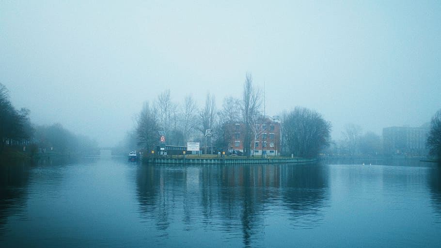 germany, berlin, winter, river, riverside, blue, nature, gh4 HD wallpaper