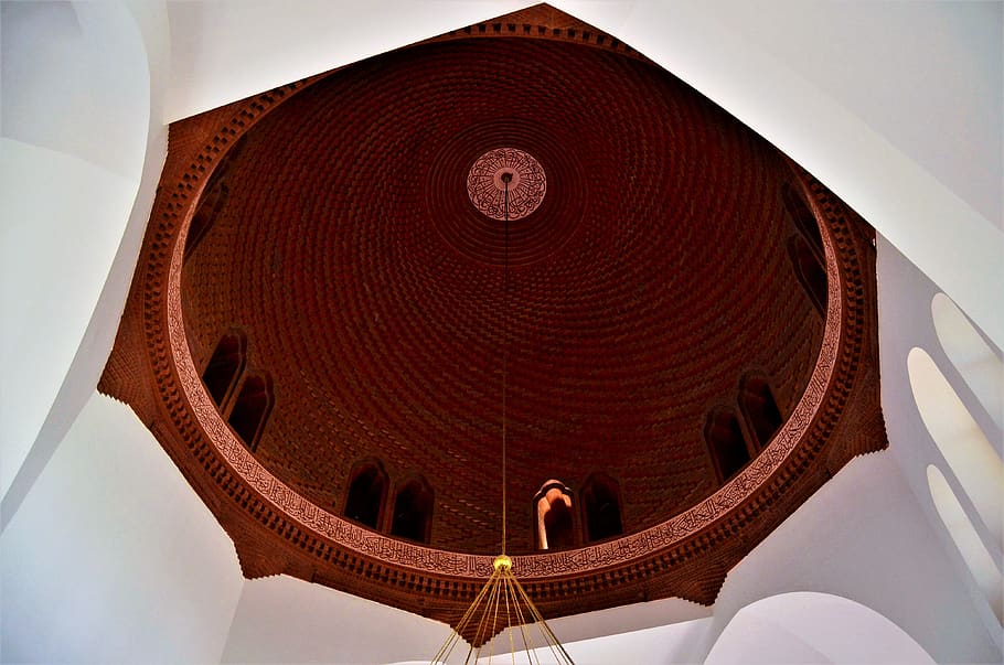 brown dome ceiling, architecture, building, black, furniture HD wallpaper