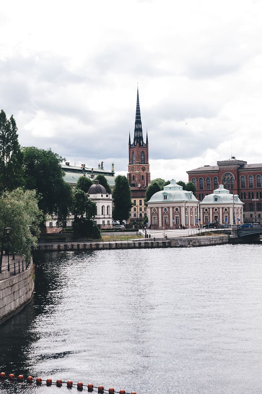 tower, building, spire, steeple, architecture, castle, water HD wallpaper