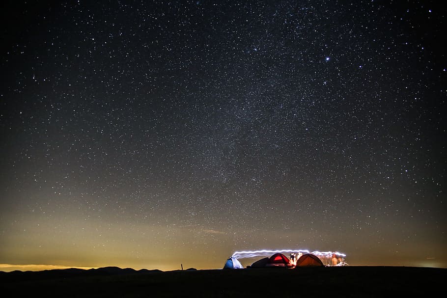 nature, sky, horizon, night, stars, constellation, camping HD wallpaper