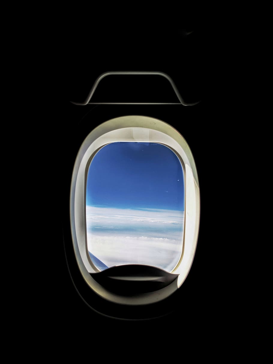 sky, air vehicle, window, airplane, mode of transportation, HD wallpaper