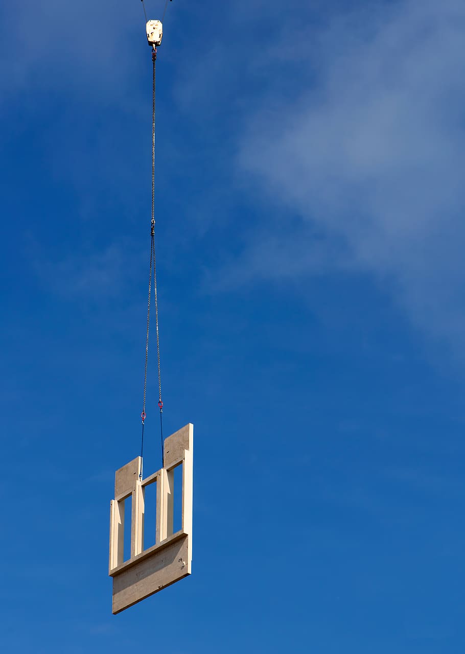 minimalism, crane, construction, precast, window, air, sky HD wallpaper