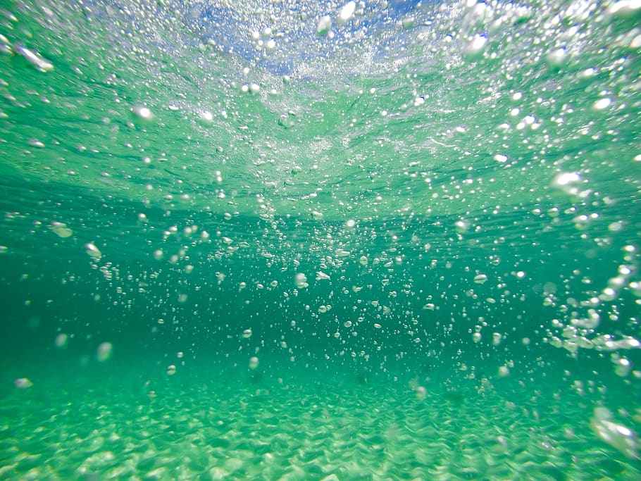 ocean, water, bubbles, refreshing, backgrounds, full frame, HD wallpaper