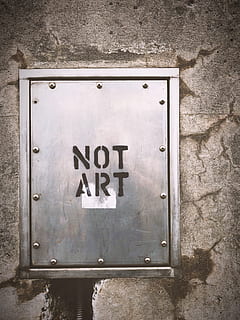grey Not Art panel board, word, wall, text, alphabet, ampersand HD wallpaper