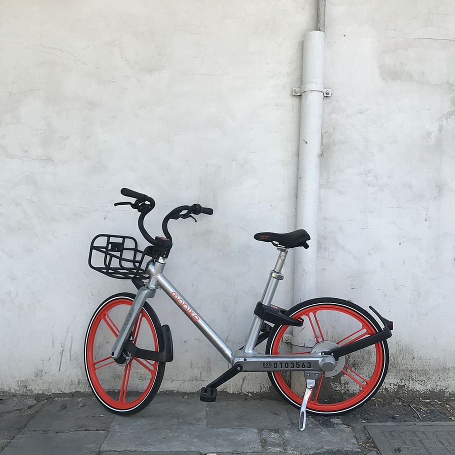 mobike, wall, bicycle, wall - building feature, land vehicle HD wallpaper