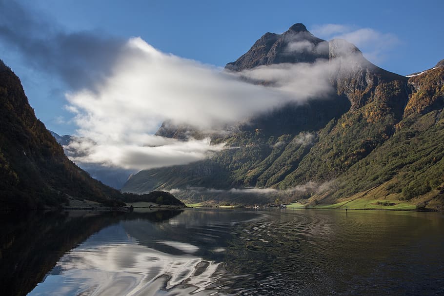 clouds forming near river during daytime, nature, outdoors, mountain HD wallpaper